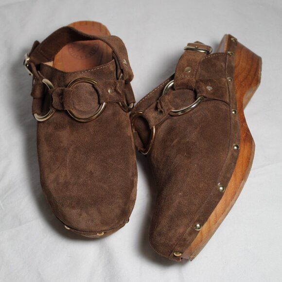 Penelope Chilvers Marl Suede Leather Clogs Slingback Brown 40 - Picture 1 of 6
